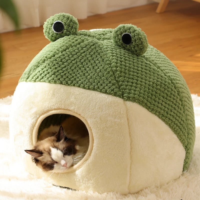 Niche Grenouille Chat Cocon Velours | Cozy Pets Frog